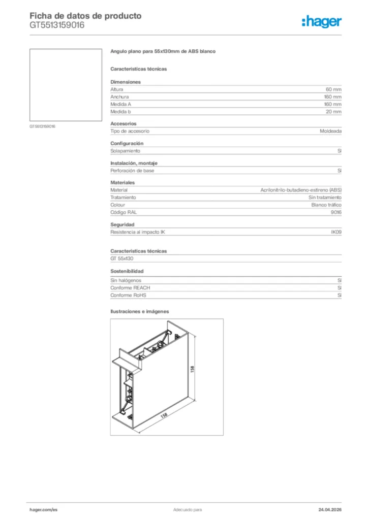 Imagen Hager Ficha de datos de producto GT5513159016 | Hager España