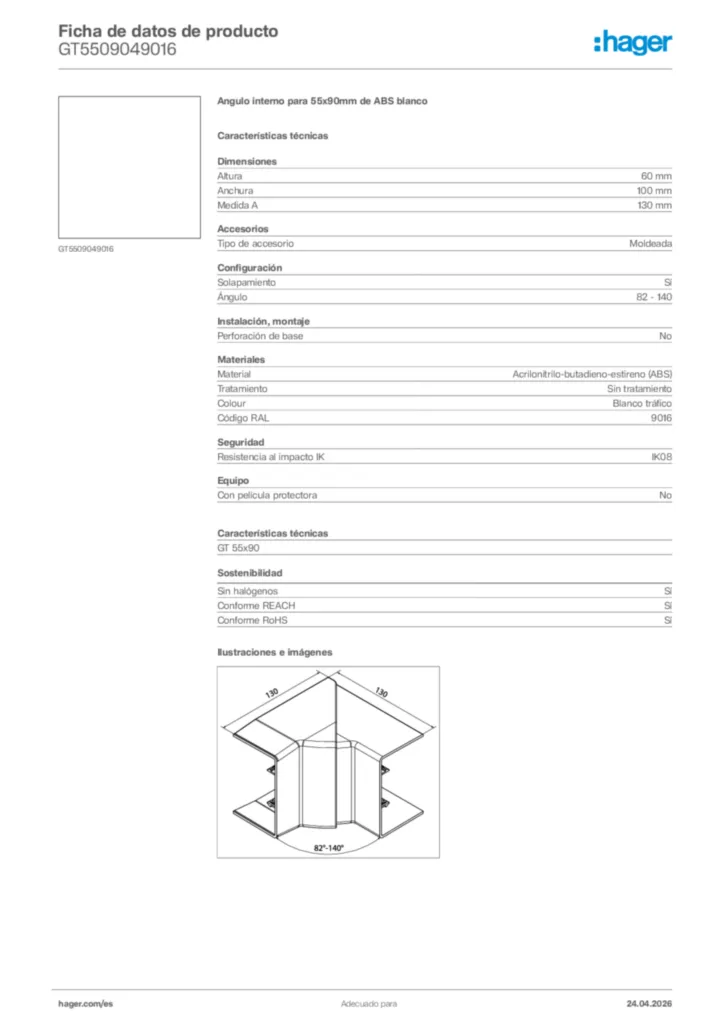 Imagen Hager Ficha de datos de producto GT5509049016 | Hager España