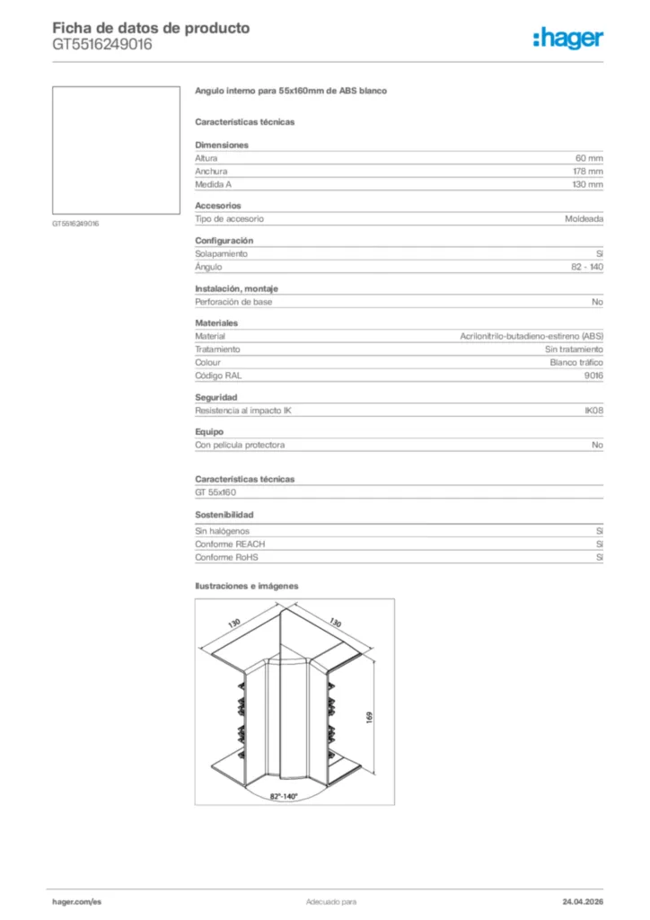 Imagen Hager Ficha de datos de producto GT5516249016 | Hager España