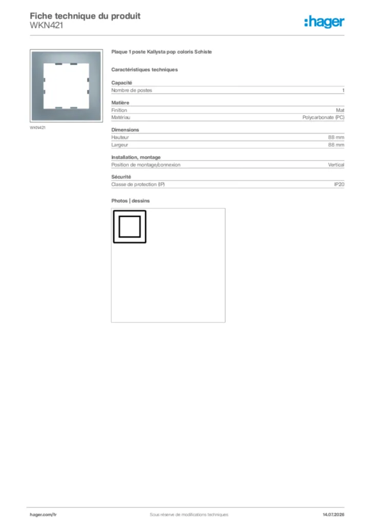 Plaque De Finition 1 Poste Hager Kallysta Classic – Vert Pastel MINT – WK421