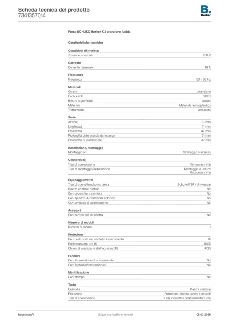 Immagine Berker Scheda tecnica del prodotto 7341357014 | Hager Italia