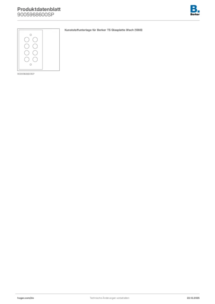 Bild Berker Produktdatenblatt 9005968600SP | Hager Deutschland
