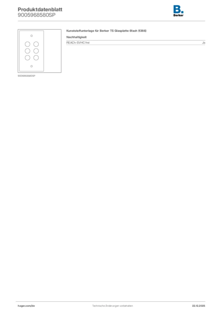 Bild Berker Produktdatenblatt 9005968580SP | Hager Deutschland