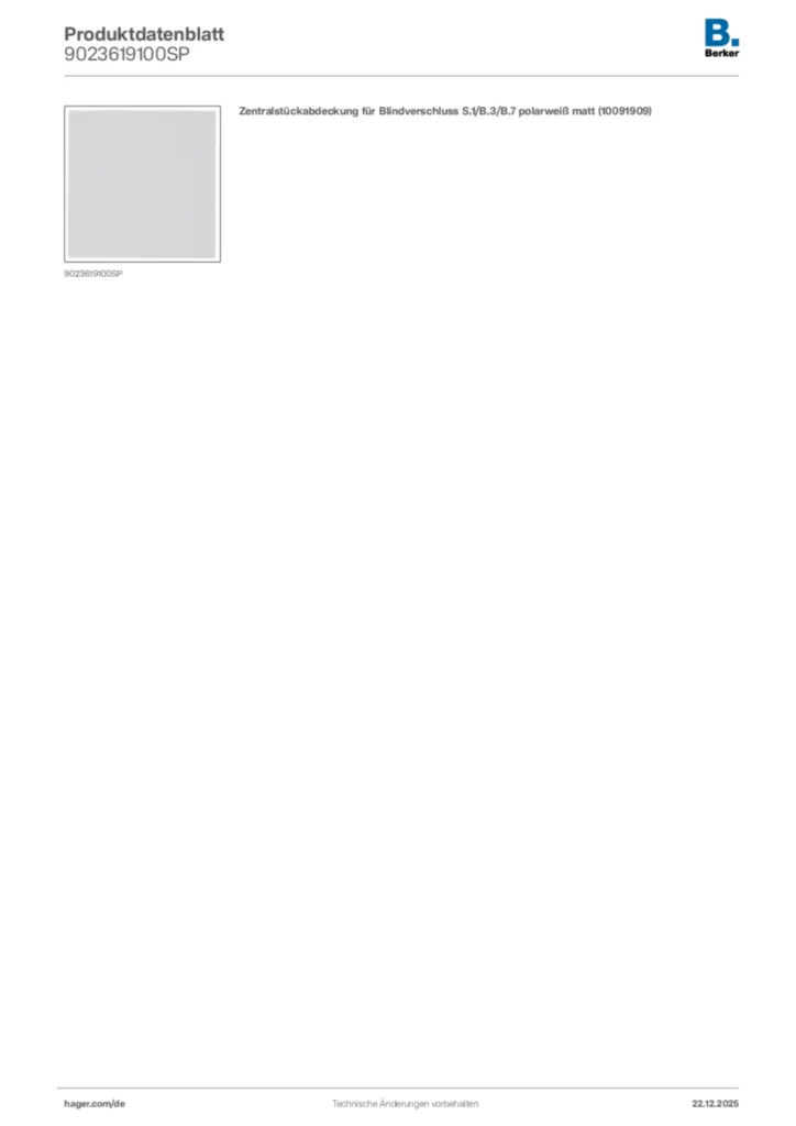 Bild Berker Produktdatenblatt 9023619100SP | Hager Deutschland