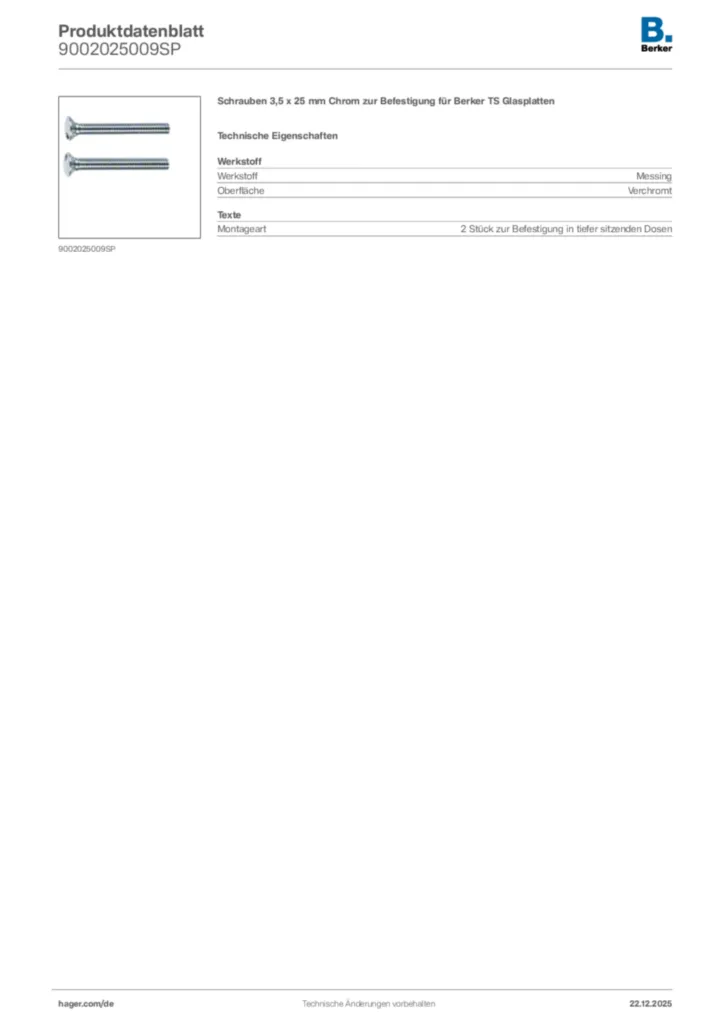 Bild Berker Produktdatenblatt 9002025009SP | Hager Deutschland
