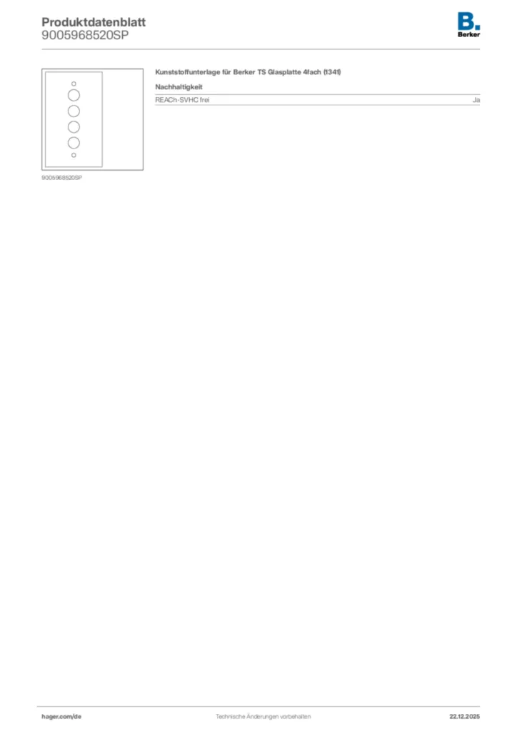 Bild Berker Produktdatenblatt 9005968520SP | Hager Deutschland