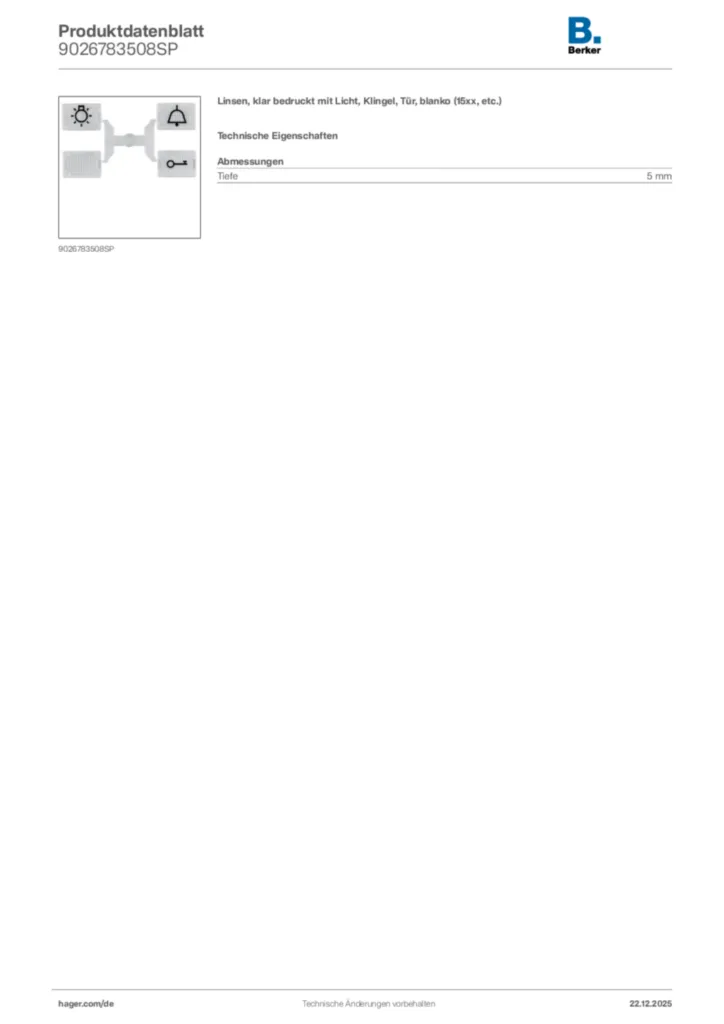 Bild Berker Produktdatenblatt 9026783508SP | Hager Deutschland