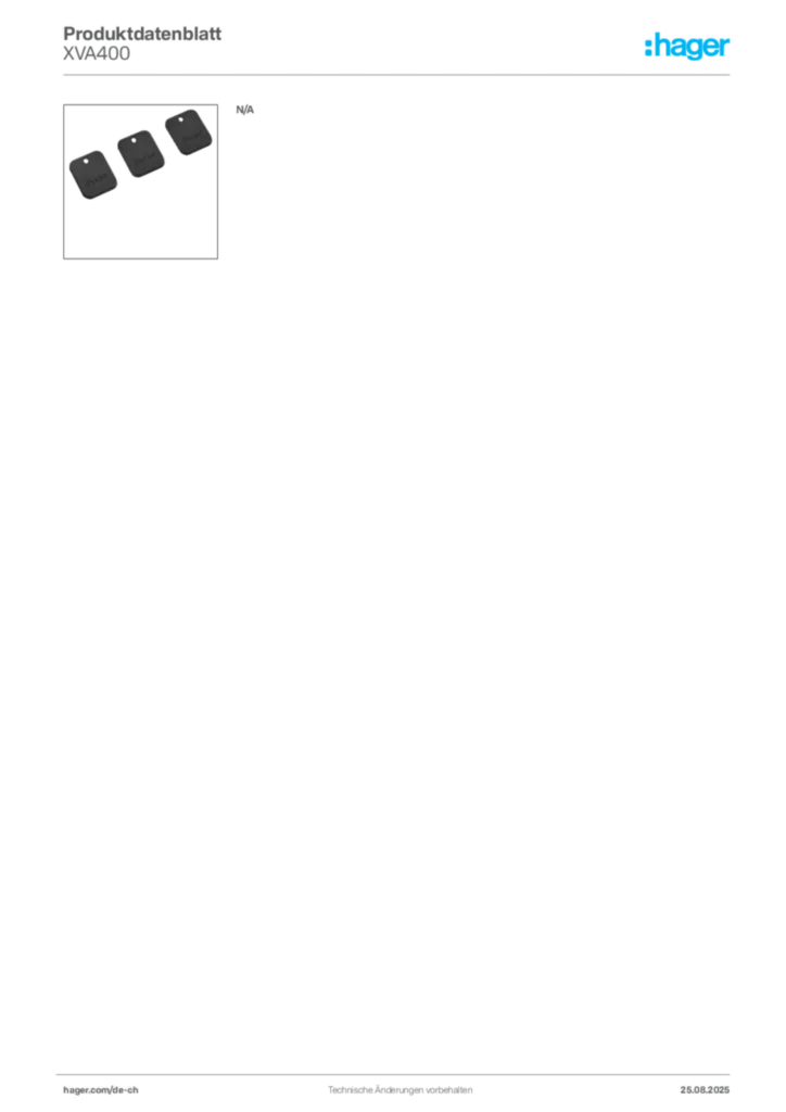 Bild Hager Produktdatenblatt XVA400 | Hager Schweiz