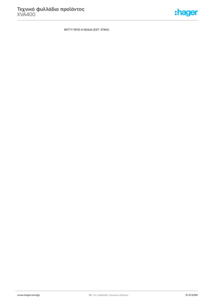 Εικόνα Hager Τεχνικό φυλλάδιο προϊόντος XVA400 | Hager