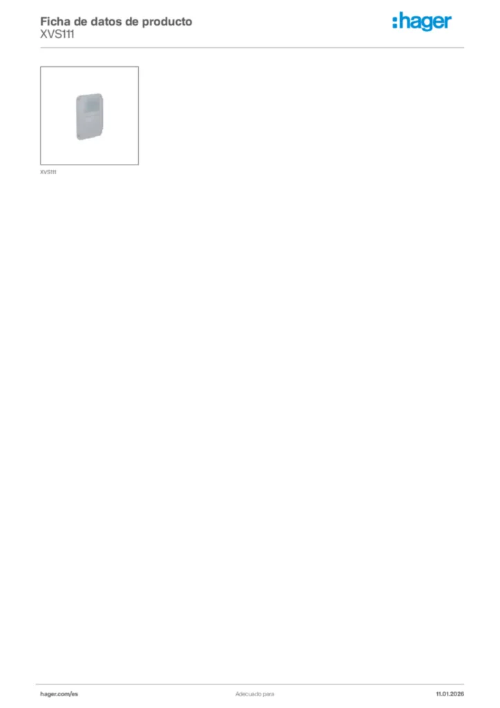 Imagen Hager Ficha de datos de producto XVS111 | Hager España