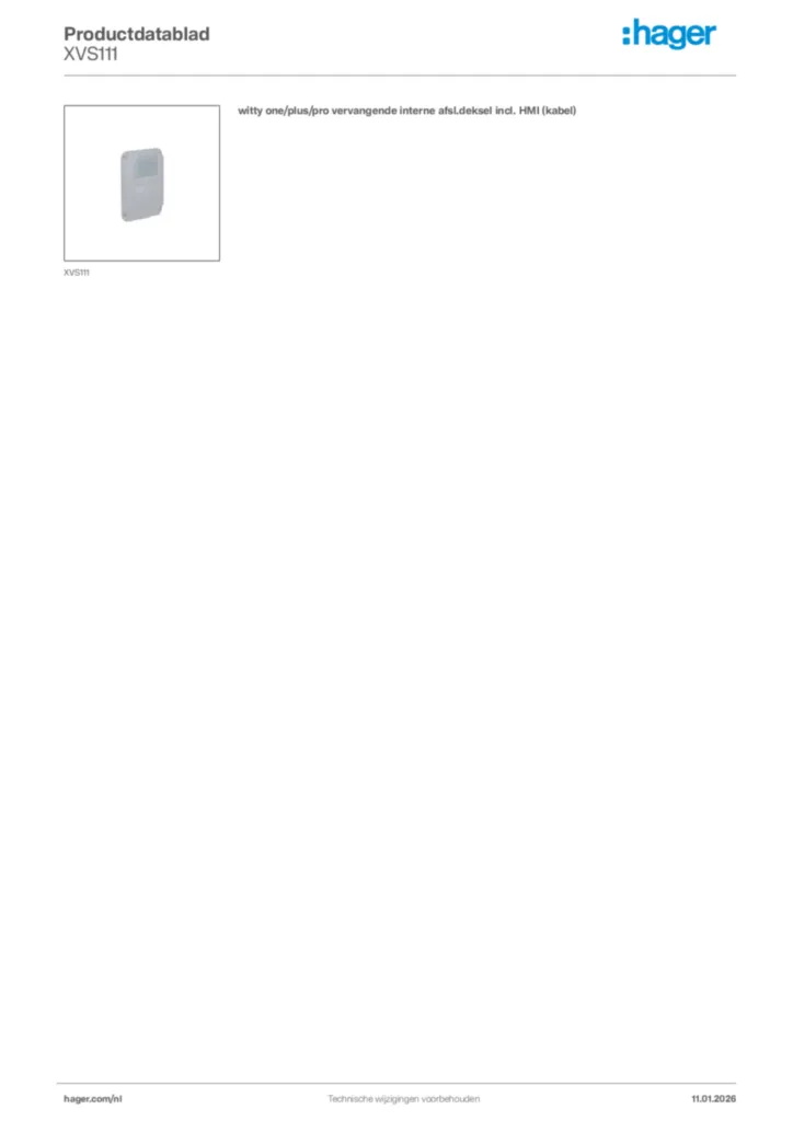 Afbeelding Hager Productdatablad XVS111 | Hager Nederland