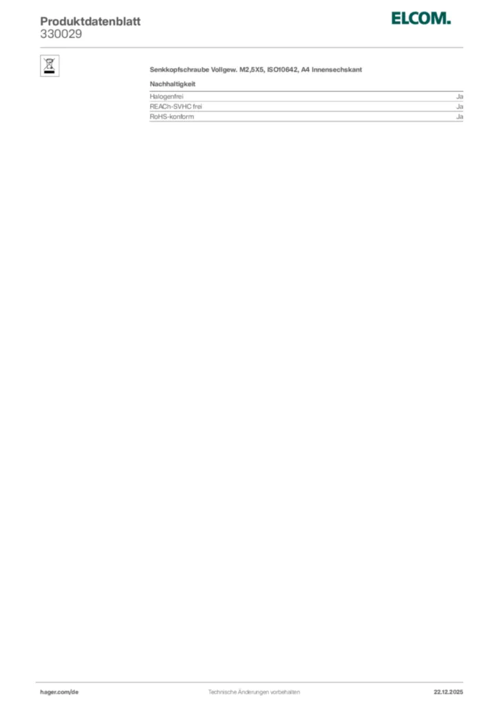 Bild Elcom Produktdatenblatt 330029 | Hager Deutschland