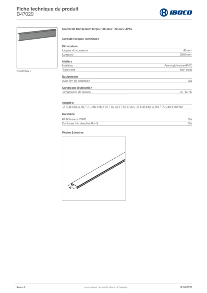 Image Iboco Fiche technique du produit B47029 | Hager France