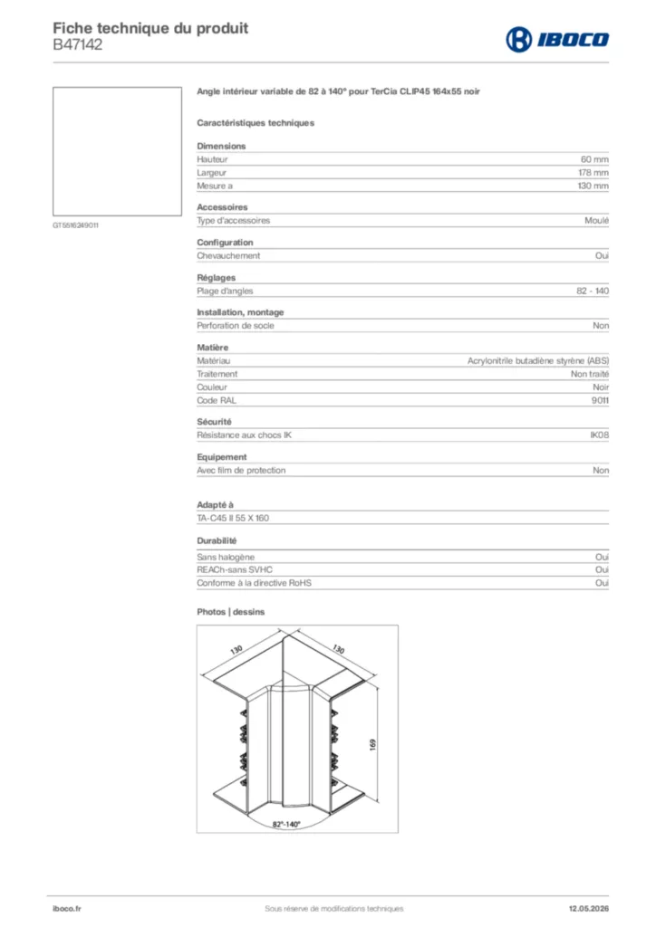 Image Iboco Fiche technique du produit B47142 | Hager France