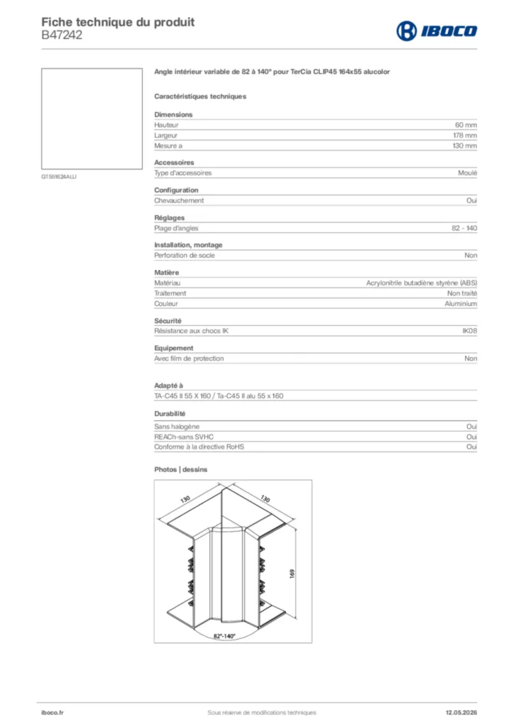 Image Iboco Fiche technique du produit B47242 | Hager France