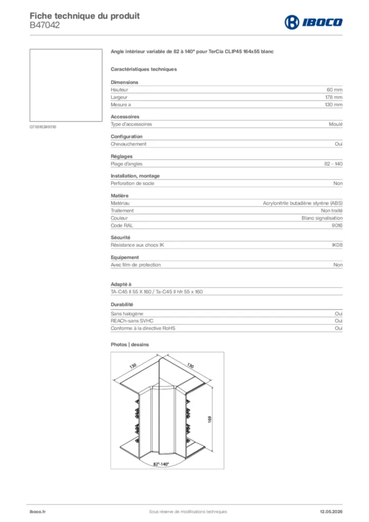 Image Iboco Fiche technique du produit B47042 | Hager France