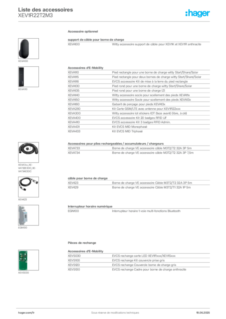 Image Hager Fiche technique du produit XEV1R22T2M3 | Hager France