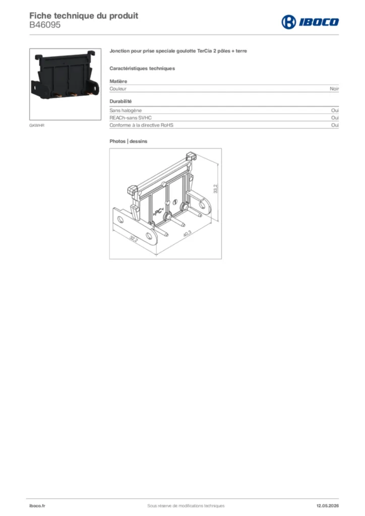 Image Iboco Fiche technique du produit B46095 | Hager France