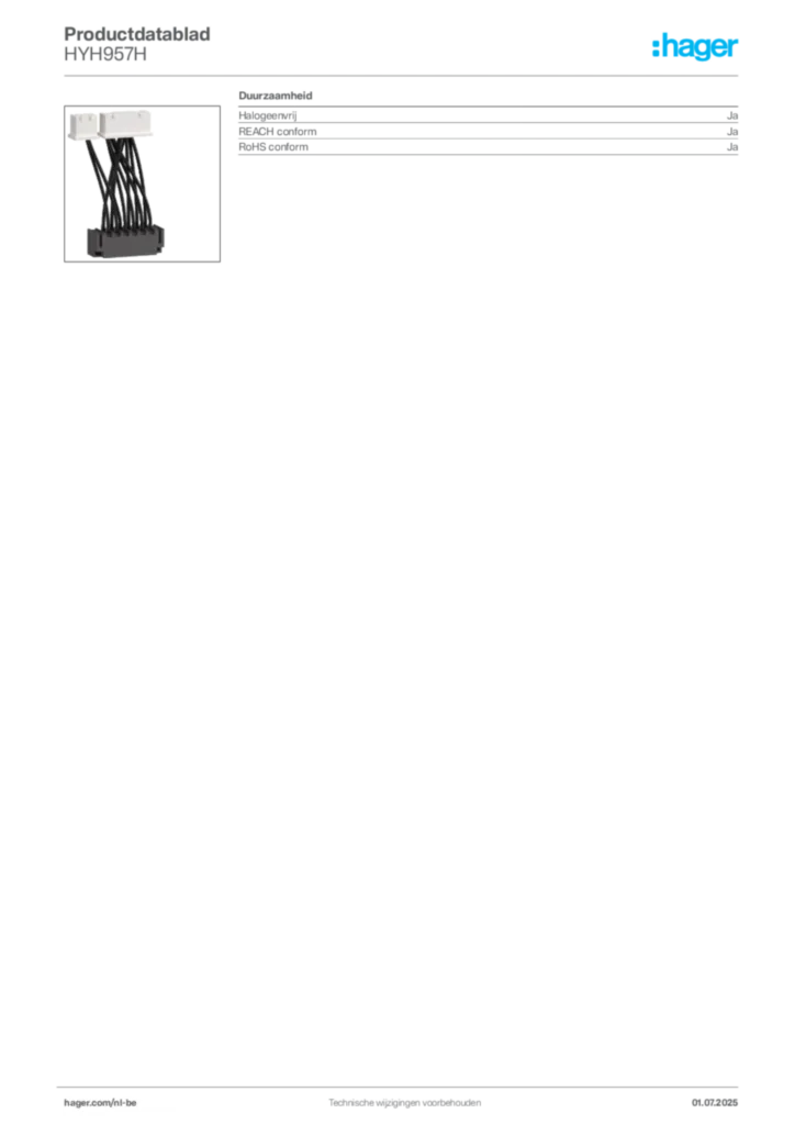 Afbeelding Hager Productdatablad HYH957H | Hager Belgium