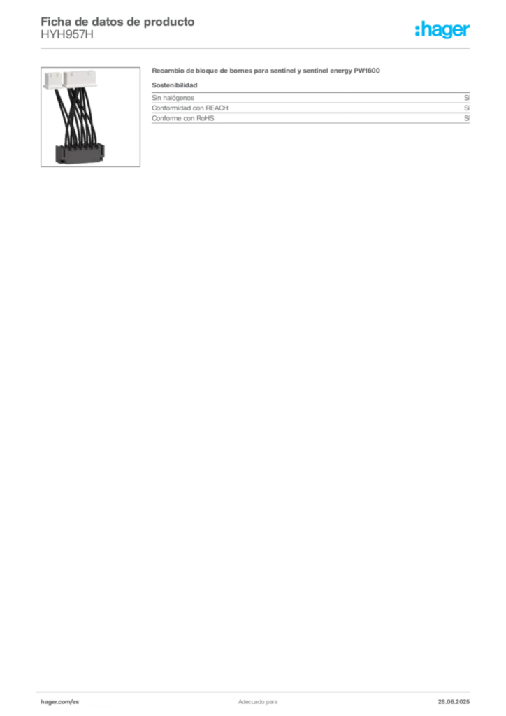 Imagen Hager Ficha de datos de producto HYH957H | Hager España