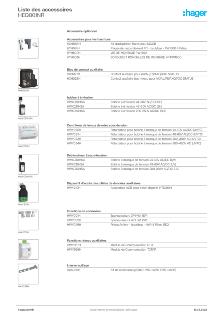 Image Hager Fiche technique du produit HEQ801NR | Hager France