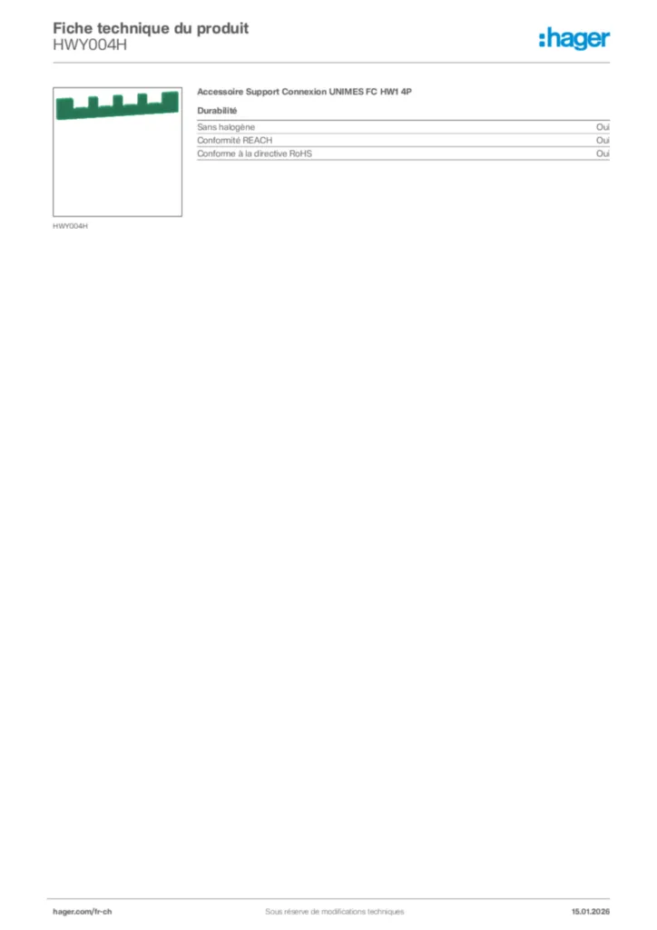 Image Hager Fiche technique du produit HWY004H | Hager Suisse