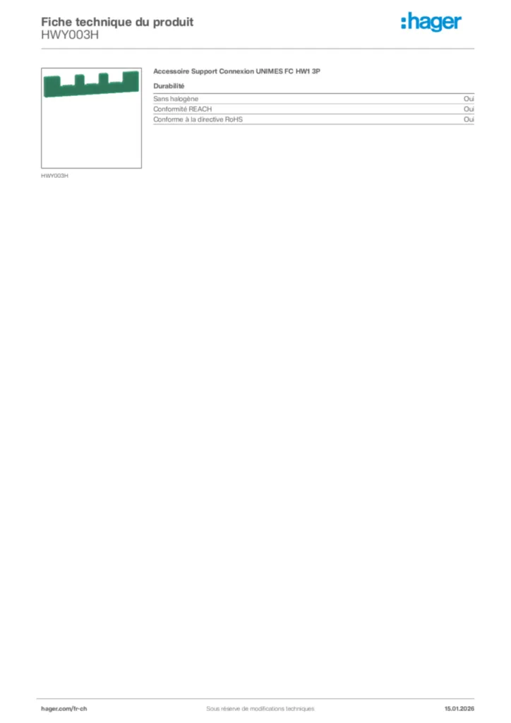 Image Hager Fiche technique du produit HWY003H | Hager Suisse