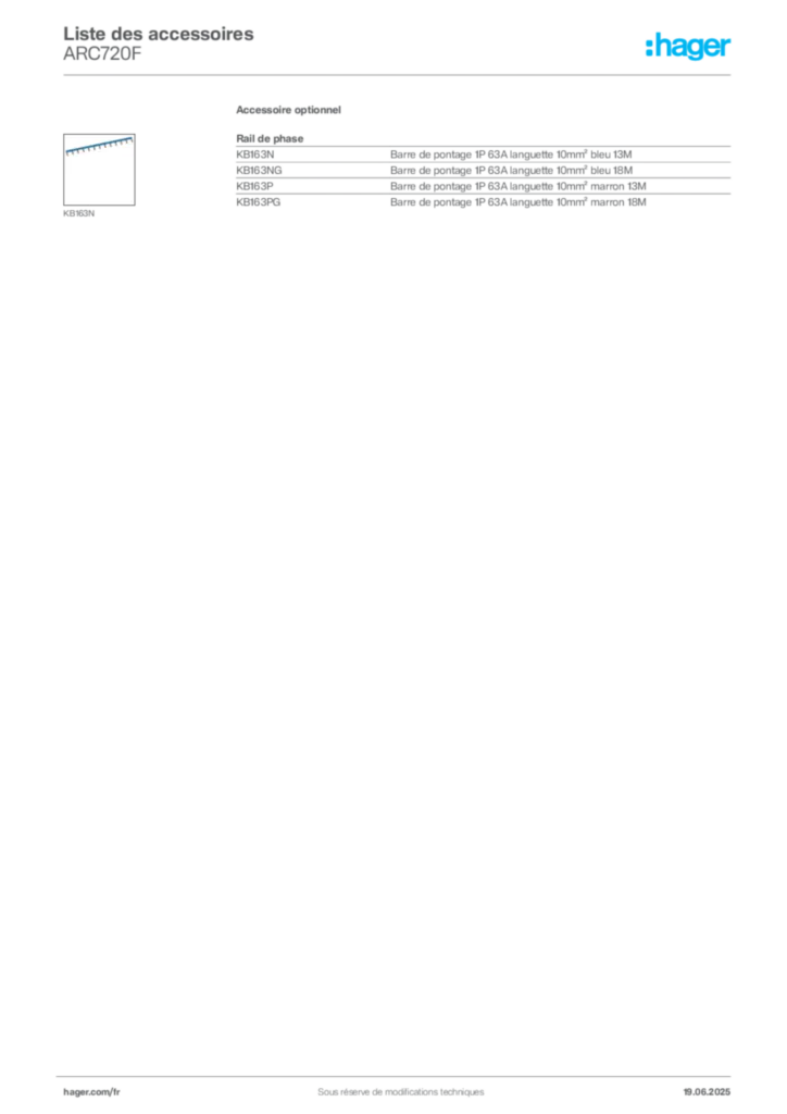 Image Hager Fiche technique du produit ARC720F | Hager France
