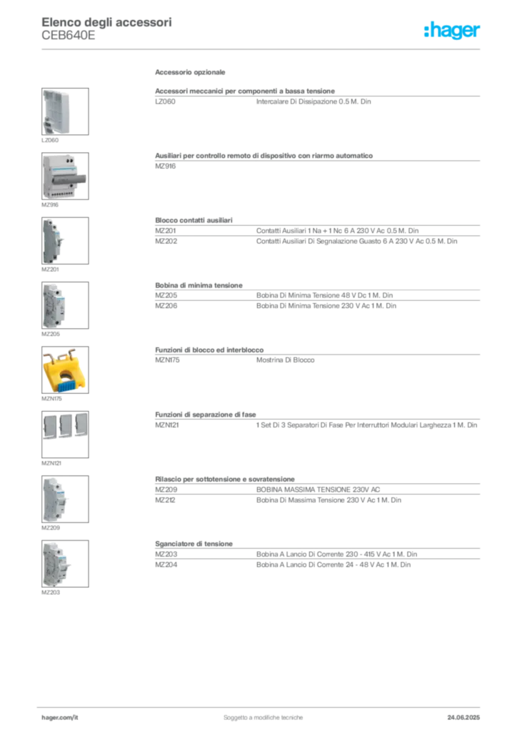 Immagine Hager Scheda tecnica del prodotto CEB640E | Hager Italia