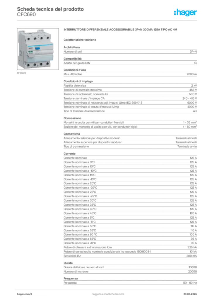 Immagine Hager Scheda tecnica del prodotto CFC690 | Hager Italia