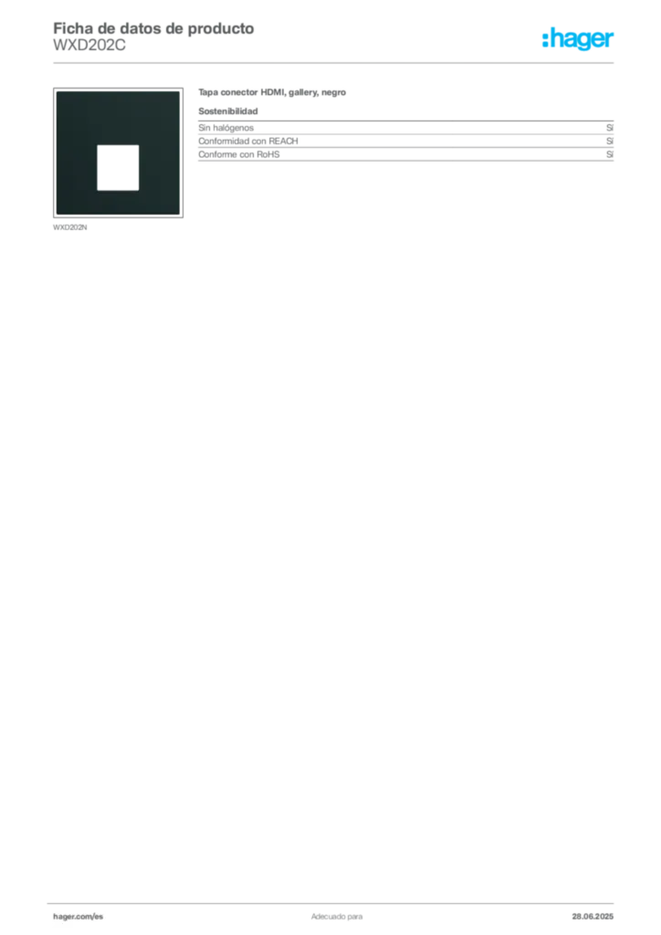 Imagen Hager Ficha de datos de producto WXD202C | Hager España