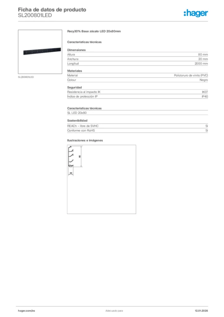 Imagen Hager Ficha de datos de producto SL200801LED | Hager España