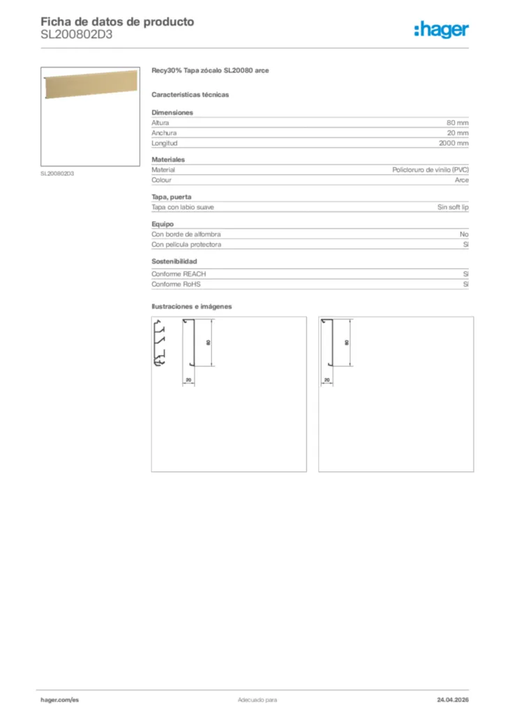 Imagen Hager Ficha de datos de producto SL200802D3 | Hager España