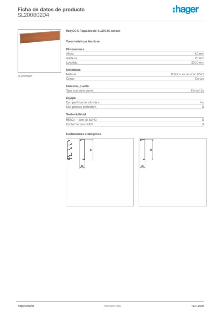Imagen Hager Ficha de datos de producto SL200802D4 | Hager España