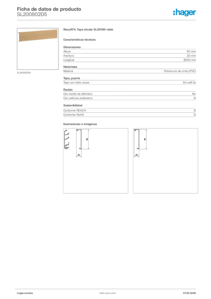 Imagen Hager Ficha de datos de producto SL200802D5 | Hager España