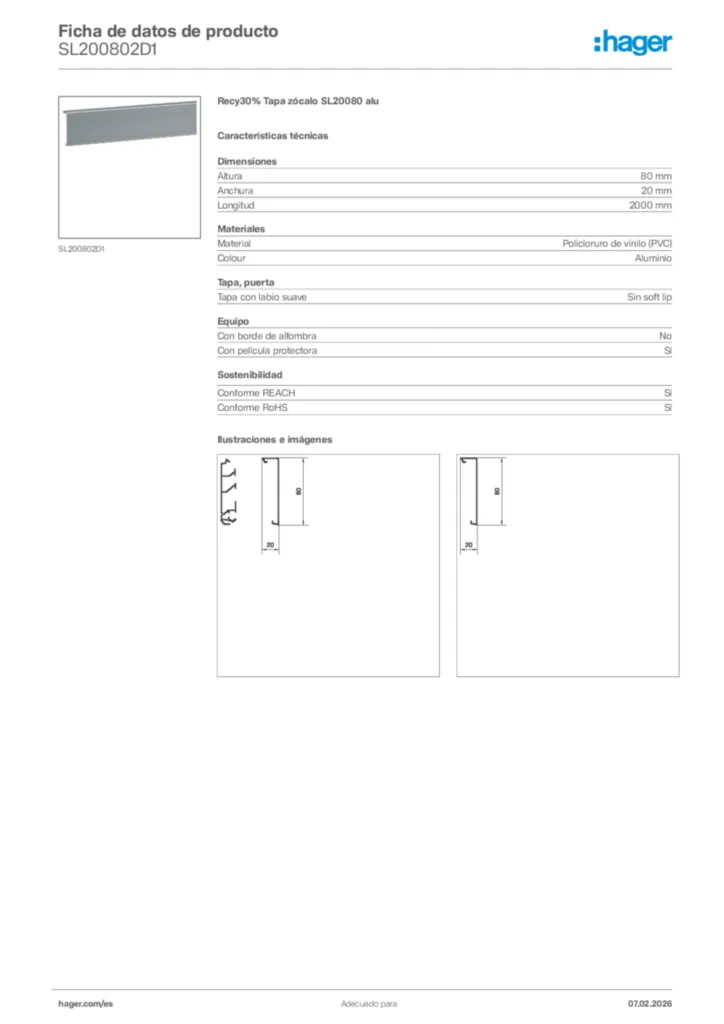 Imagen Hager Ficha de datos de producto SL200802D1 | Hager España