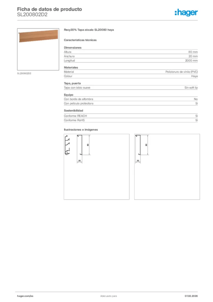 Imagen Hager Ficha de datos de producto SL200802D2 | Hager España