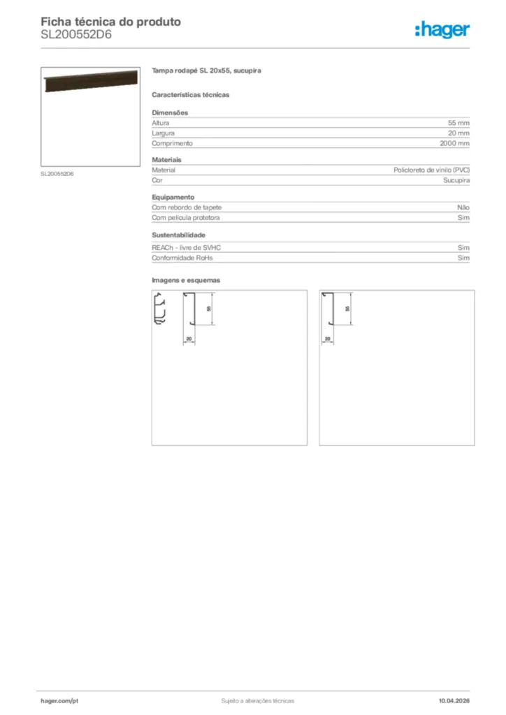 Imagem Hager Ficha técnica do produto SL200552D6 | Hager Portugal