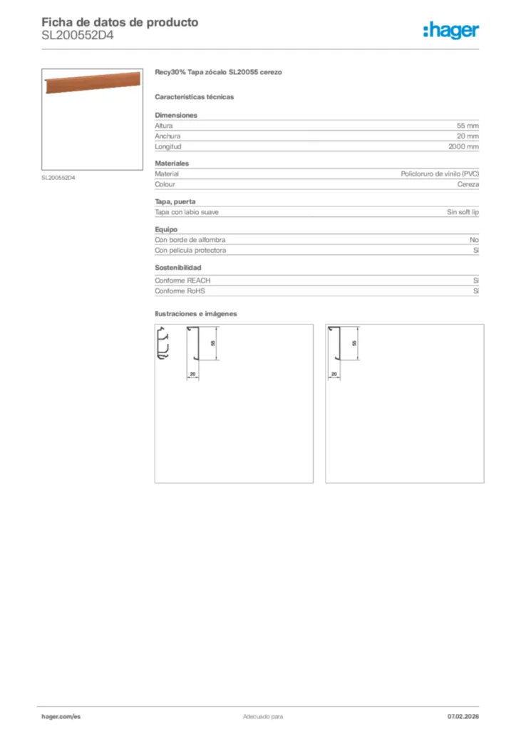 Imagen Hager Ficha de datos de producto SL200552D4 | Hager España