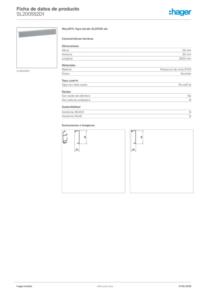Imagen Hager Ficha de datos de producto SL200552D1 | Hager España