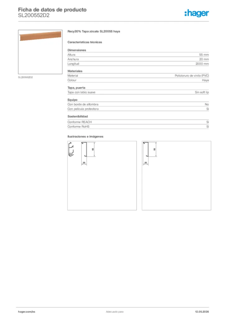 Imagen Hager Ficha de datos de producto SL200552D2 | Hager España
