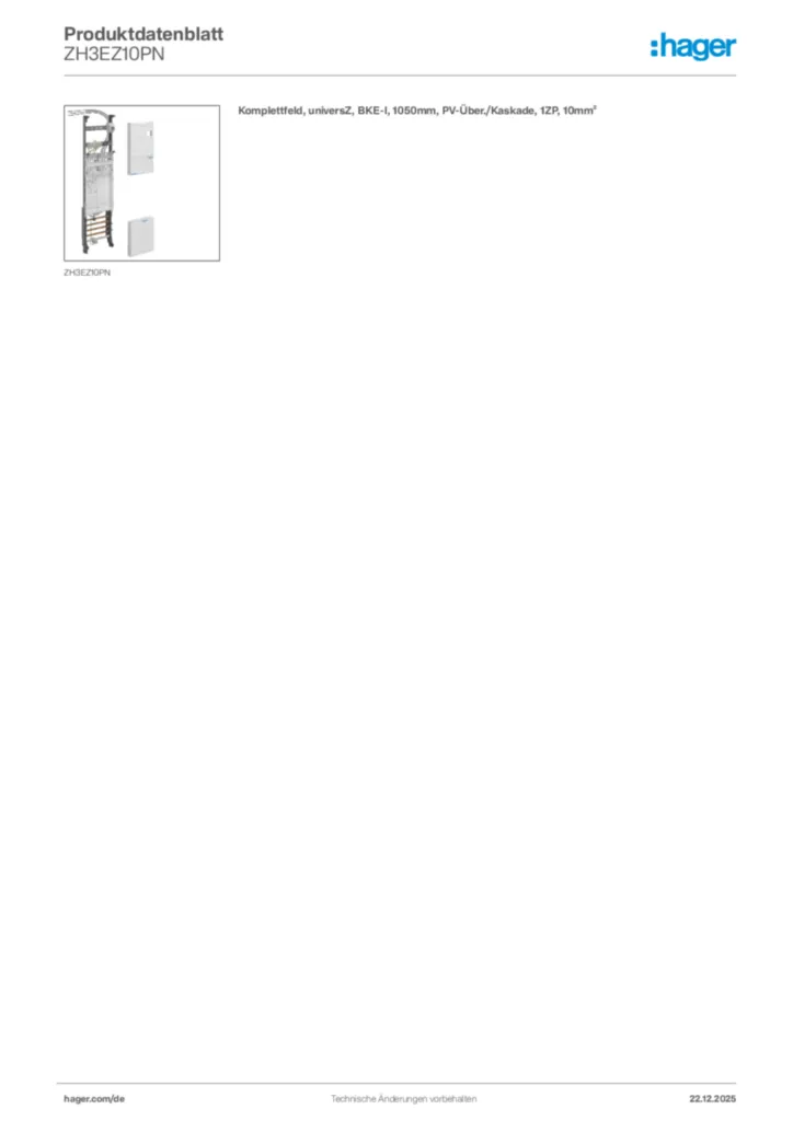 Bild Hager Produktdatenblatt ZH3EZ10PN | Hager Deutschland