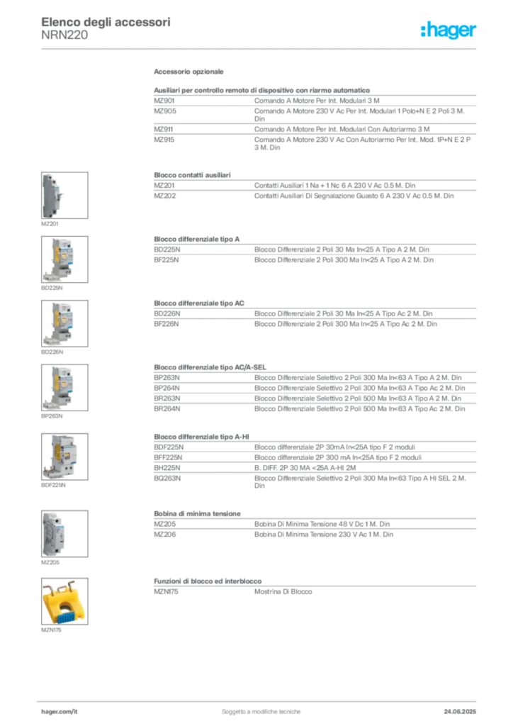 Immagine Hager Scheda tecnica del prodotto NRN220 | Hager Italia