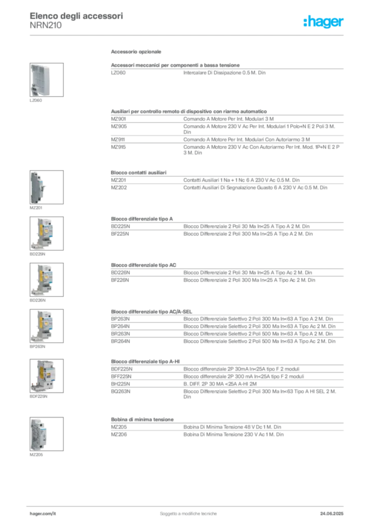 Immagine Hager Scheda tecnica del prodotto NRN210 | Hager Italia