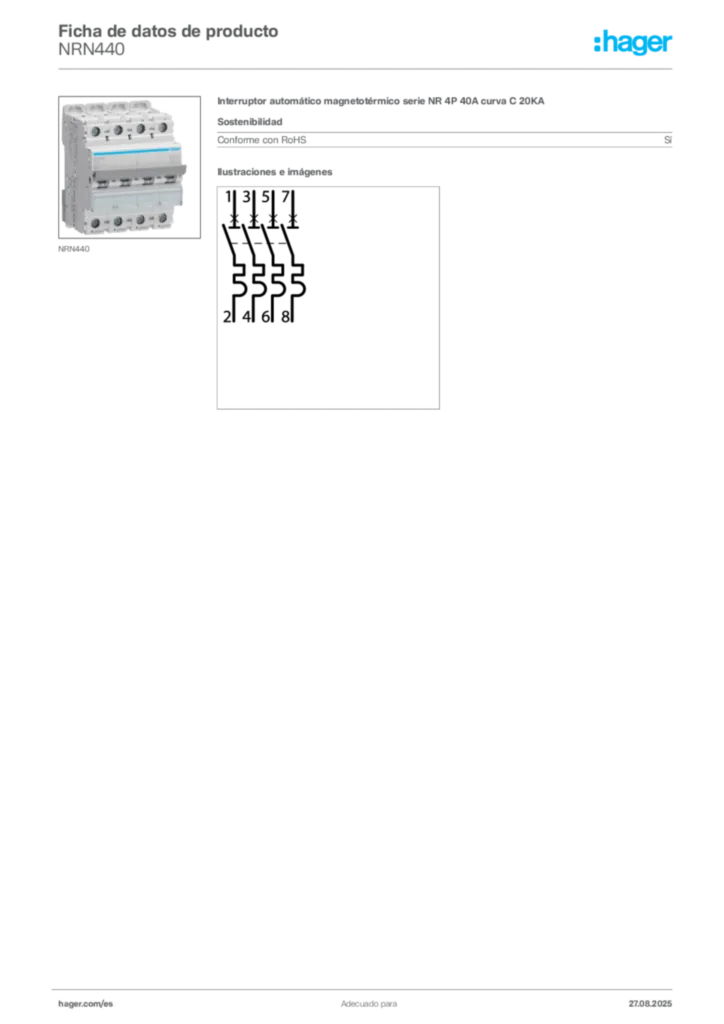 Imagen Hager Ficha de datos de producto NRN440 | Hager España
