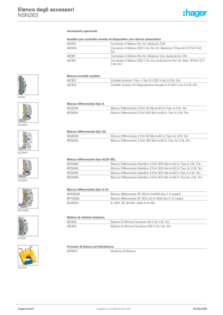 Immagine Hager Scheda tecnica del prodotto NSN263 | Hager Italia