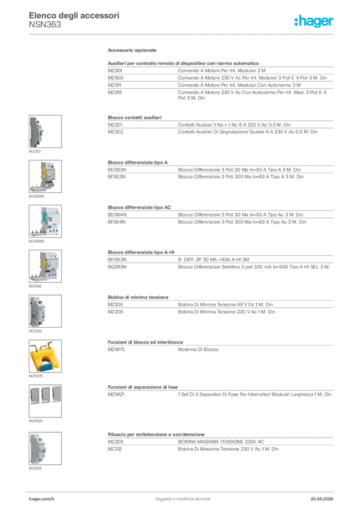 Immagine Hager Scheda tecnica del prodotto NSN363 | Hager Italia