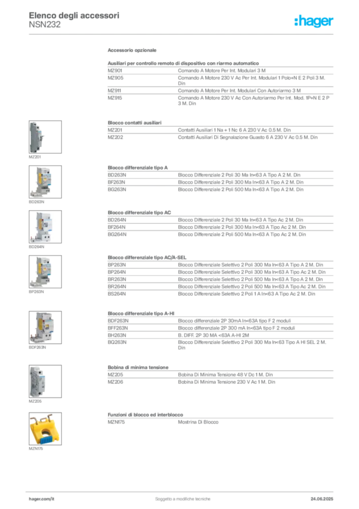 Immagine Hager Scheda tecnica del prodotto NSN232 | Hager Italia
