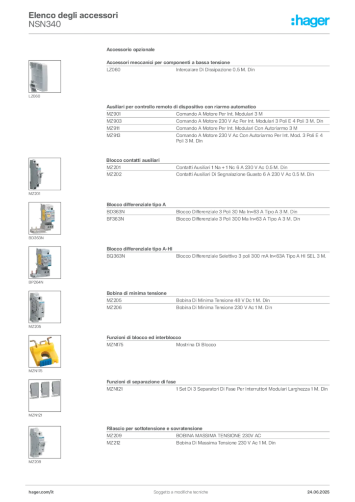 Immagine Hager Scheda tecnica del prodotto NSN340 | Hager Italia