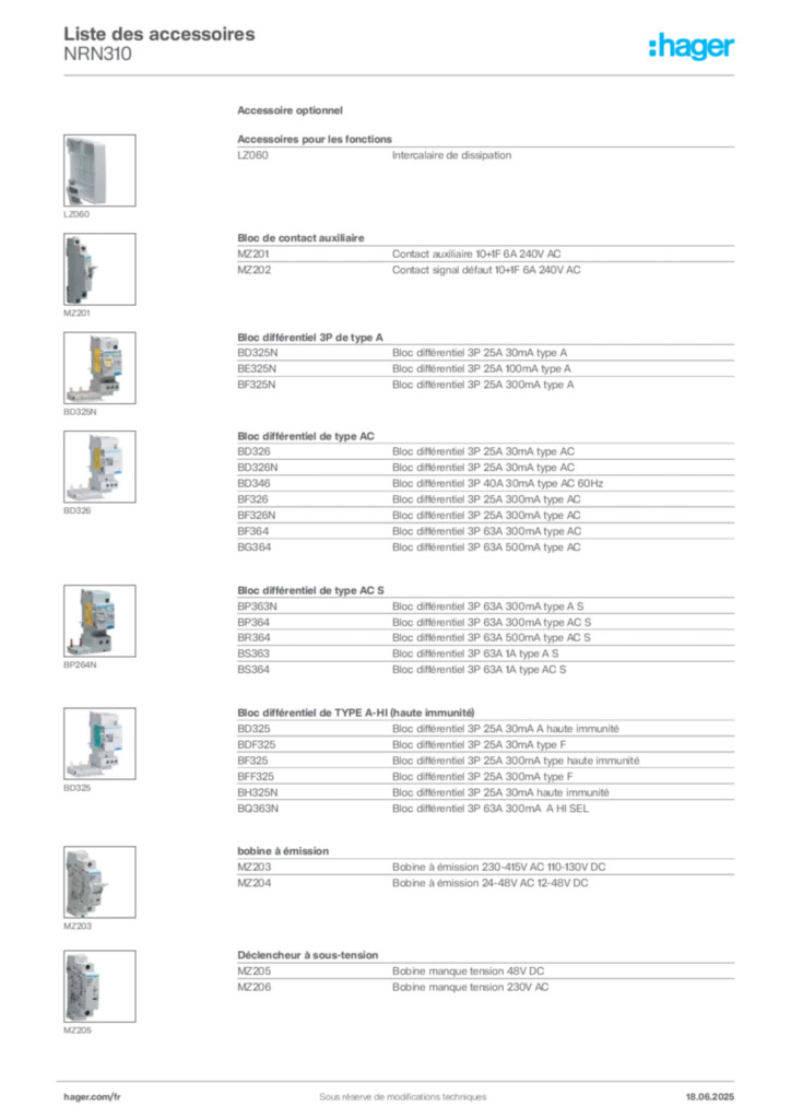 Image Hager Fiche technique du produit NRN310 | Hager France